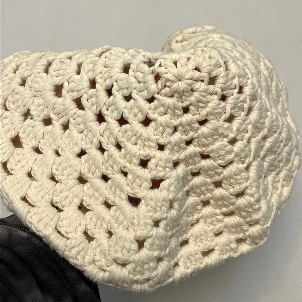 CREAM -OFF WHITE CHUNKY BERET CAP WOMENS COTTON BLEND BEANIE CROCHET KNIT HAT
